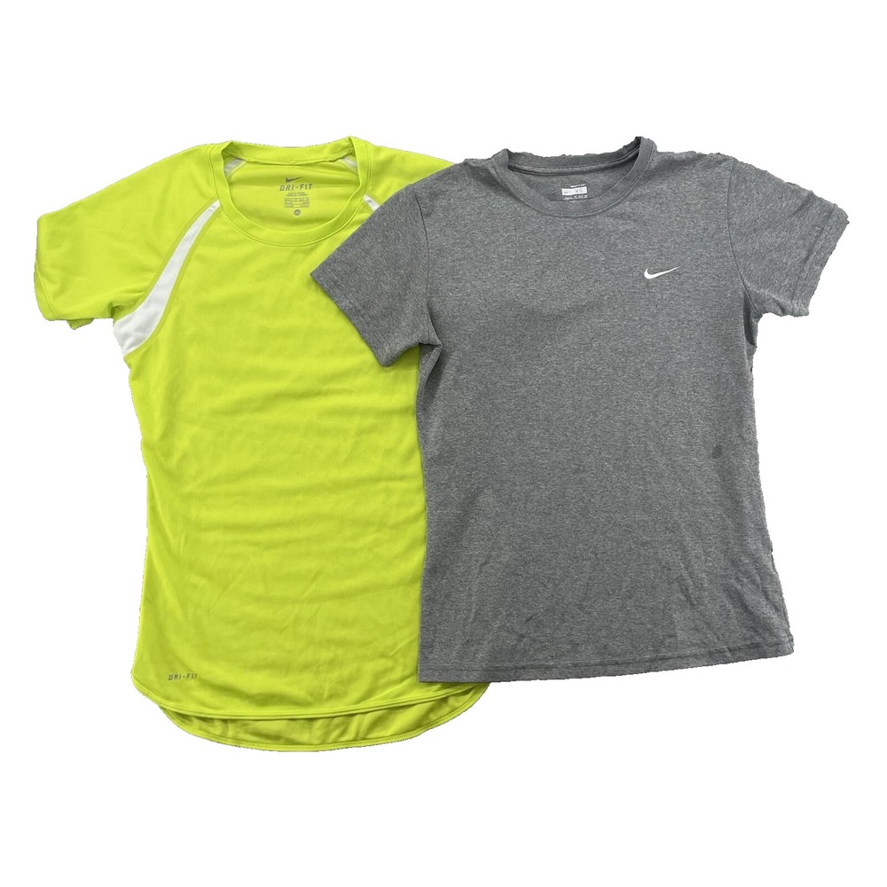 Nike Shirt LOT (2) Womens XS Neon Dri-Fit Athleisure Training Running Gym Tennis